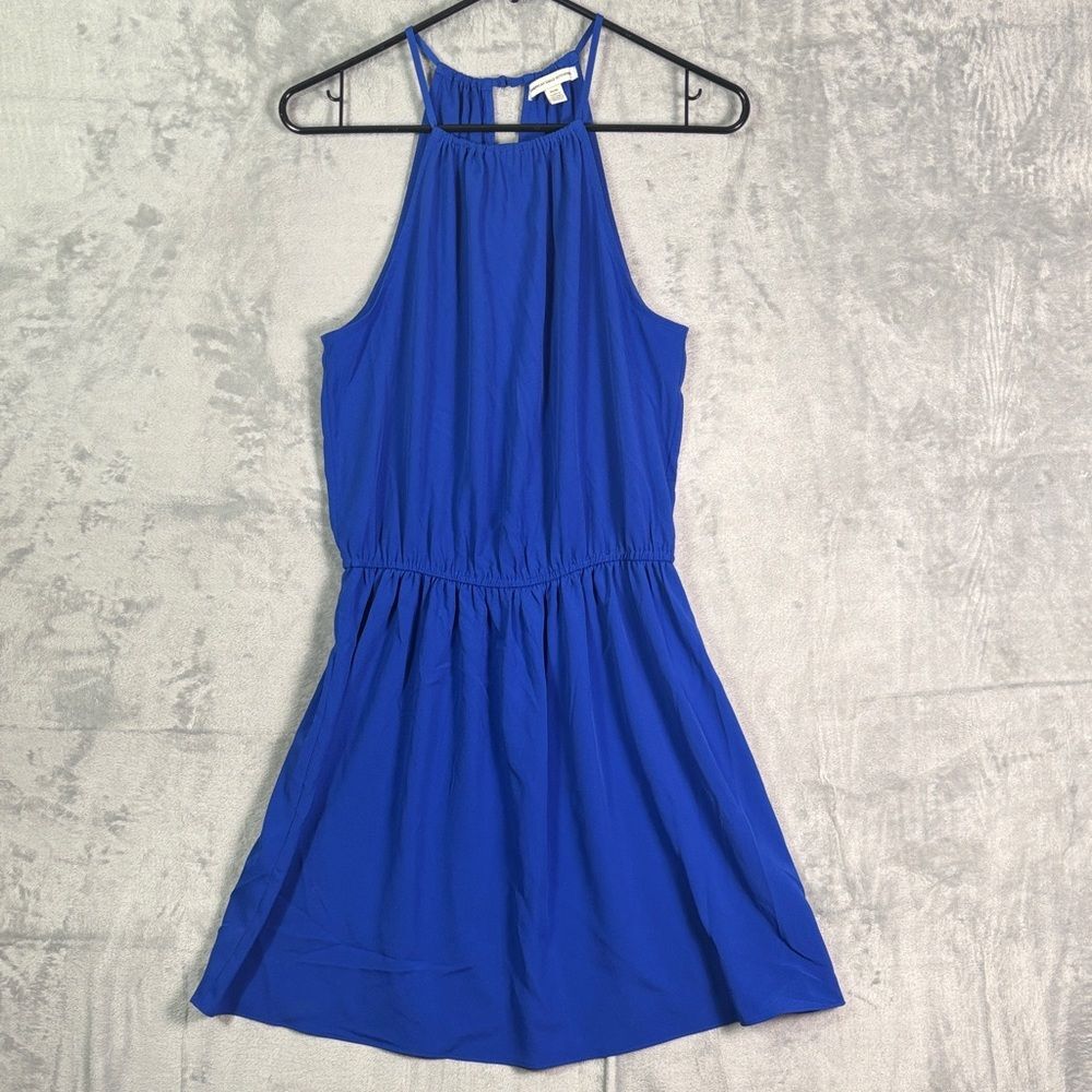 American Eagle Royal Blue Halter Rouched Waist Dress Lightweight Size Medium